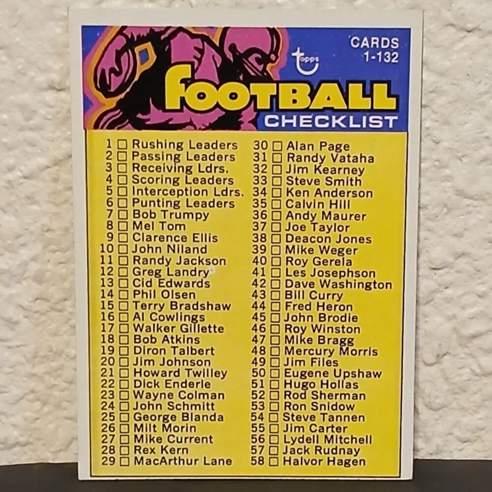 1973 TOPPS FOOTBALL CHECKLIST 1-132 CARD #68 UNMARKED